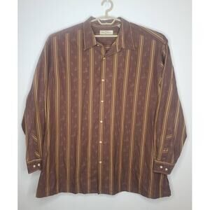 Tommy Bahama brown stripe long sleeve cotton button down shirt - 3XL